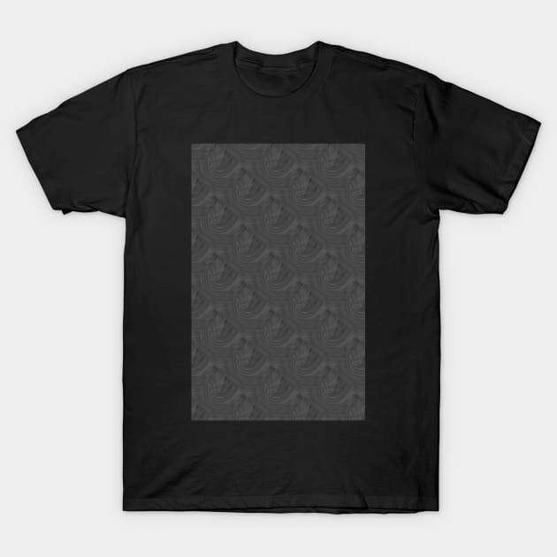 Charcoal Grey Swirl Dark Pattern T-Shirt by Wanderer Bat